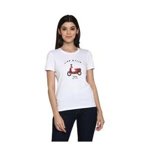 Like New! Mode By Red Tape Cotton T-Shirt White Tee with Red Scooter Graphic  M
